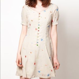 Nishe rainbow star button-up a-line skater dress